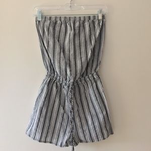 Italian pinstripe strapless romper